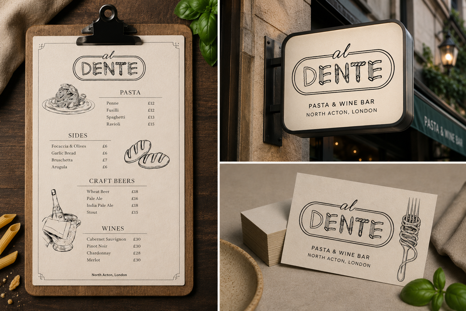 Al Dente restaurant mockup