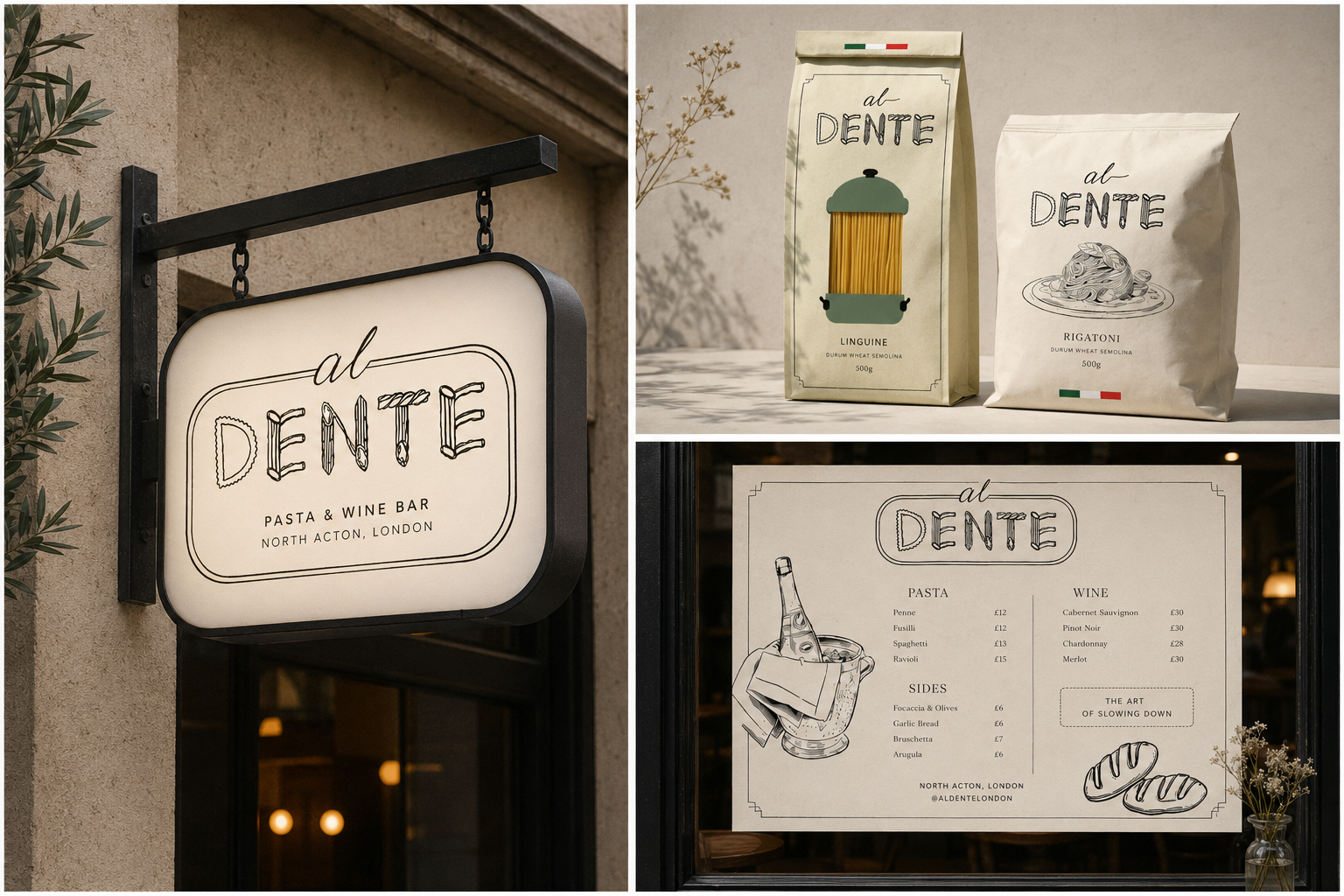 Al Dente packaging and typeface mockup