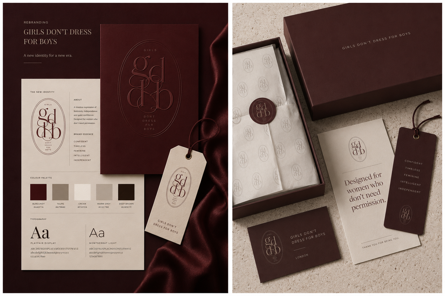 GDDB luxury packaging and identity mockup