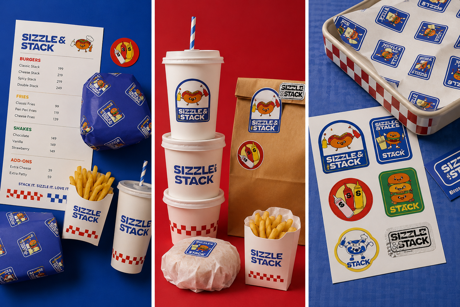 Sizzle and Stack packaging mockups